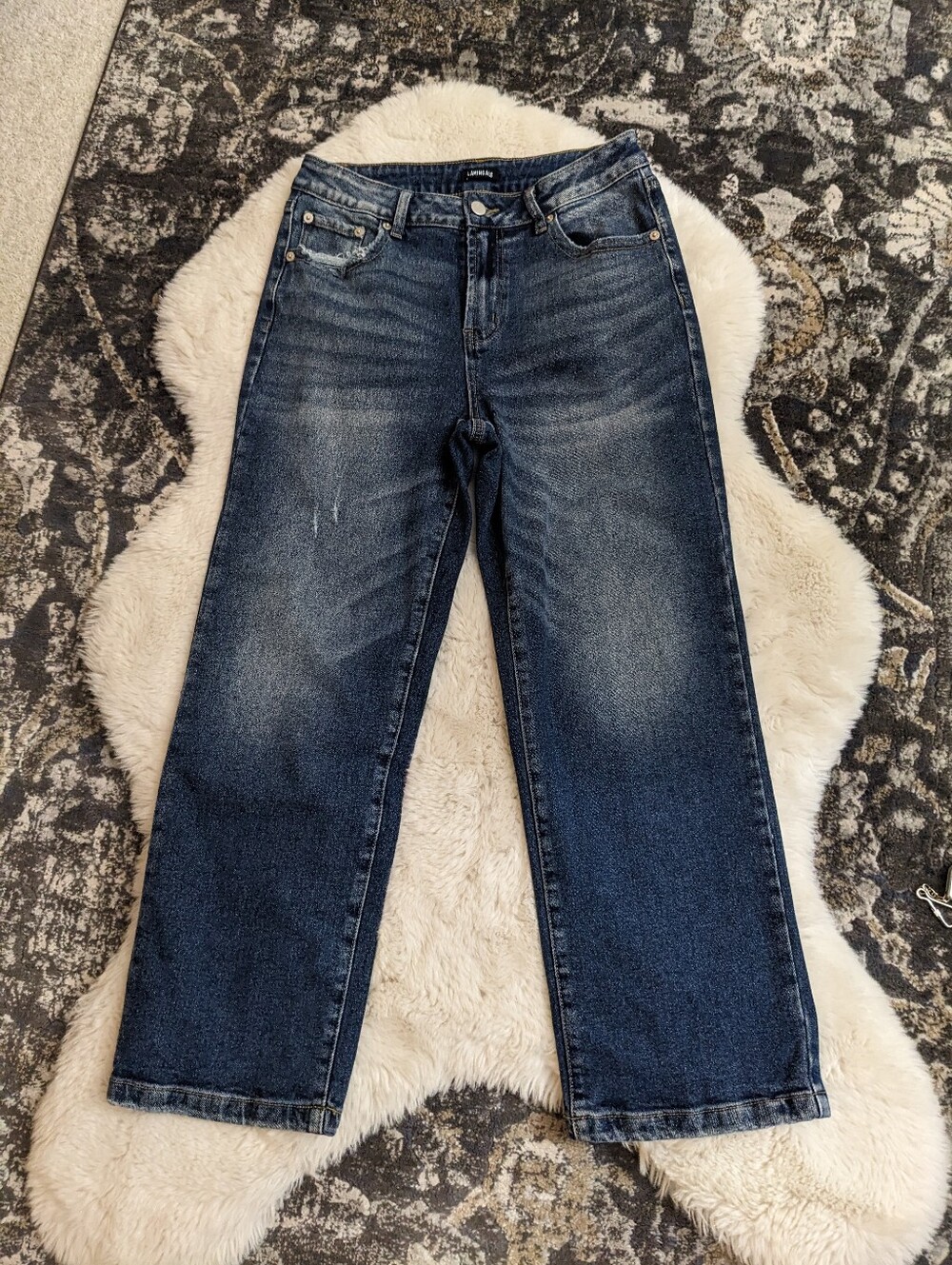 Flamingals High Rise Wide Leg Cropped Jeans Medium Wash Size S